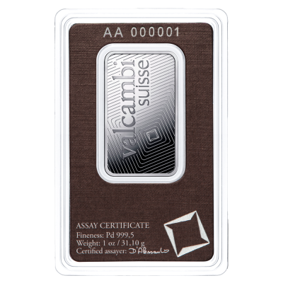 Valcambi palladiová cihla 1 oz