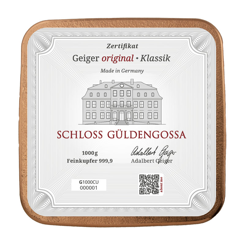 Měděný slitek 1000g